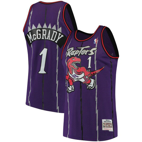 Camiseta Tracy McGrady 1 Toronto Raptors 1998-1999 Classics Swingman Púrpura Hombre